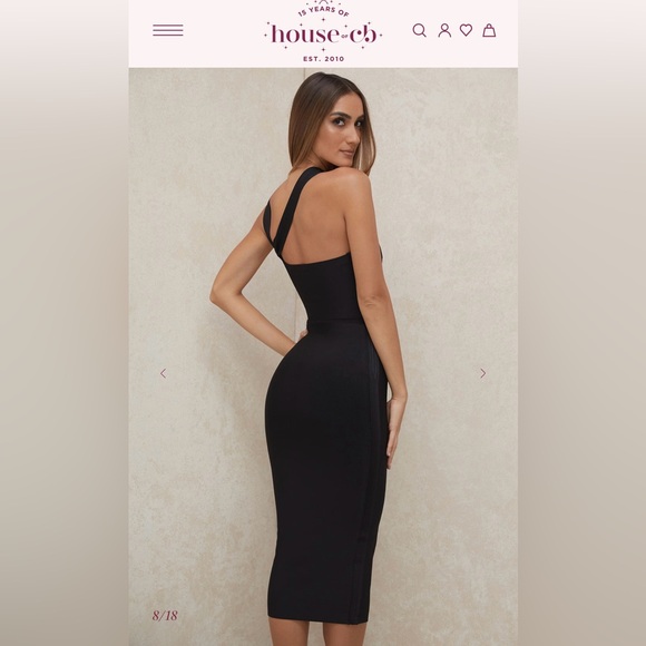 🔥House of CB: BLACK CUT OUT BANDAGE MIDI DRESS - Picture 5 of 13